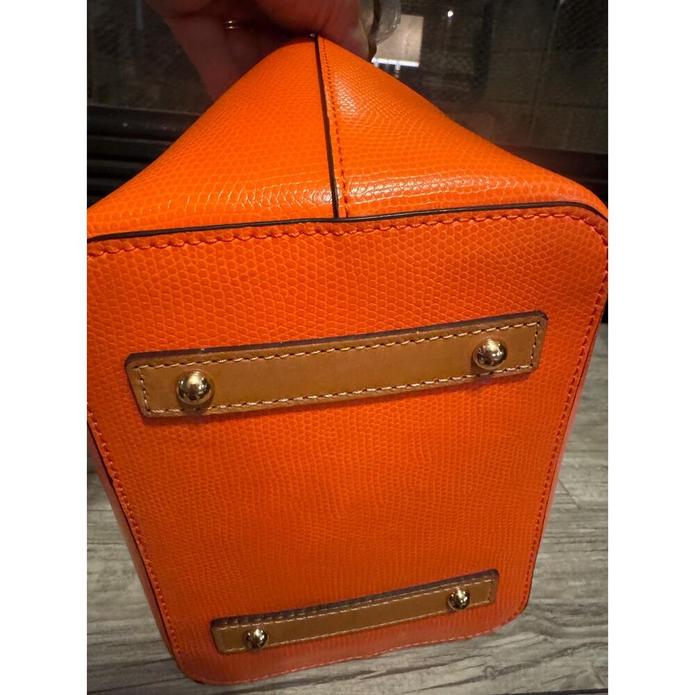 NWT Dooney Bourke Serena Embossed Leather orange pink drawstring bucket purse - Picture 5 of 13